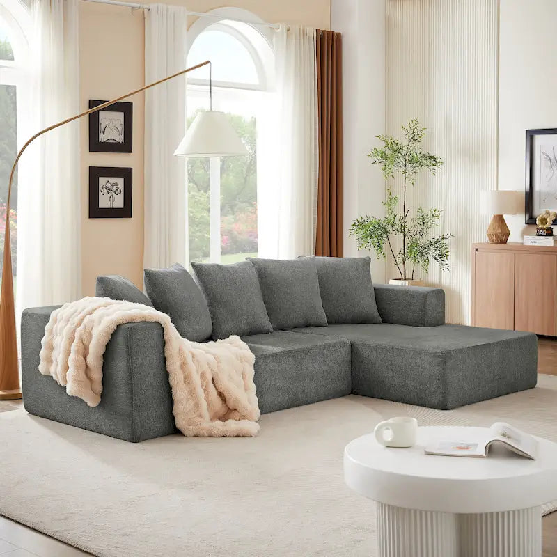 105.2 Canapé modulable d'angle droit en chenille Cloud, 2 pièces, combinaison libre