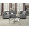 Canapé d'angle modulable 6 places en U gris 116 avec quatre sièges individuels et deux éléments d'angle, rangements inclus