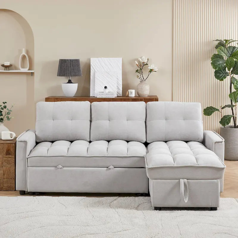 Canapé-lit d'angle escamotable en chenille de 78,75 po avec ports de chargement