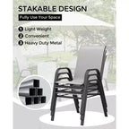 Lot de 4 chaises de terrasse GustoWave, chaises de salle à manger empilables d'extérieur toutes saisons, meubles de jardin respirants pour le jardin