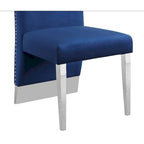 Chaise de salle à manger « Best Quality Furniture » avec dossier plissé, clous décoratifs et pieds chromés (lot de 2)