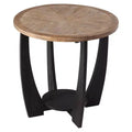 COZAYH Table d'appoint ronde rustique de style campagnard avec étagère de rangement, table d'appoint pour le salon ou les petits espaces dans les maisons, salon, noir