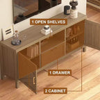 Meuble TV de ferme Garvee pour téléviseur jusqu'à 65 pouces, meuble de divertissement avec porte, grand rangement, étagère réglable pour salon/chambre à coucher