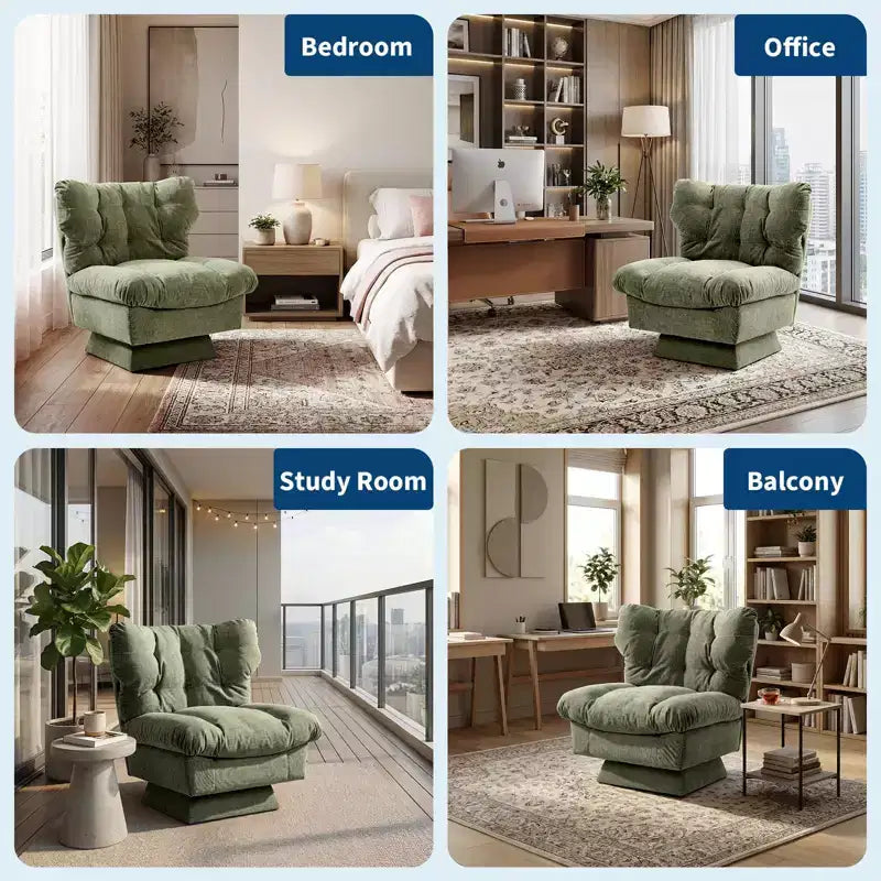 Fauteuil pivotant d'appoint moderne, fauteuil de salon 360°, coussin épais, rembourrage confortable, pour chambre, appartement, bureau