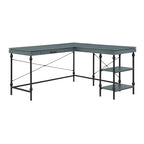 Bureau d'ordinateur d'angle en métal de 59 pouces Haley Farmhouse avec ports USB par Furniture of America