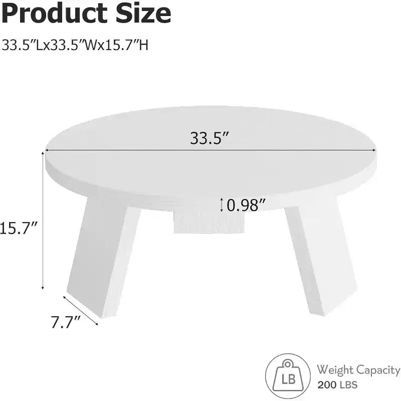 Table basse ronde 33,5 avec pieds inclinés - Table d'appoint vintage aspect bois pour salon et chambre
