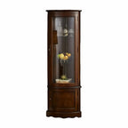 Meuble d'angle classique en bois d'hévéa marron avec porte vitrée