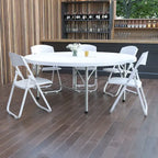 Table pliante ronde en plastique de 1,80 m avec poignée