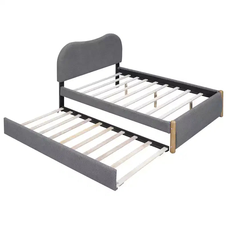 Cadre de lit plateforme rembourré pleine/double avec lit gigogne double – HABITRIO