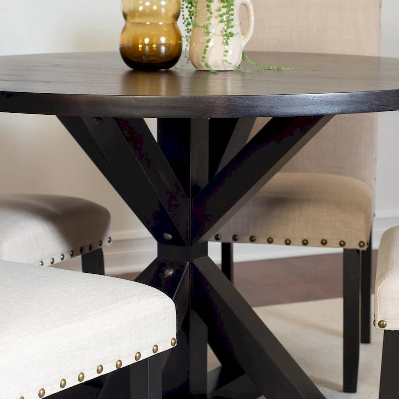 Ensemble de salle à manger 5 pièces Mytzi de Roundhill Furniture, table à manger à piètement croisé avec 4 chaises élégantes
