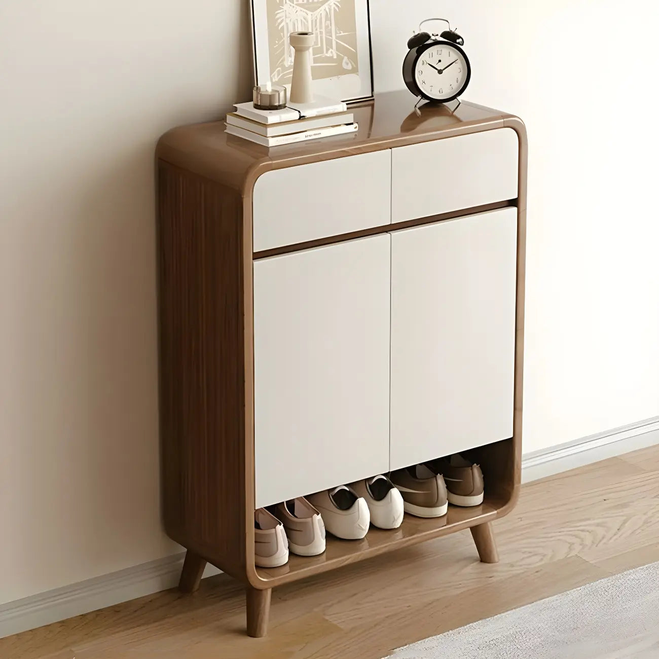 Meuble de rangement pour chaussures de couloir en bois moderne, taille moyenne