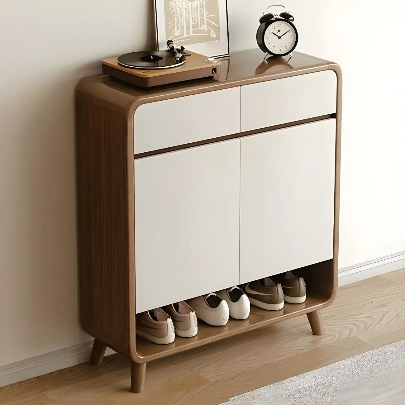 Meuble de rangement pour chaussures de couloir en bois moderne, taille moyenne