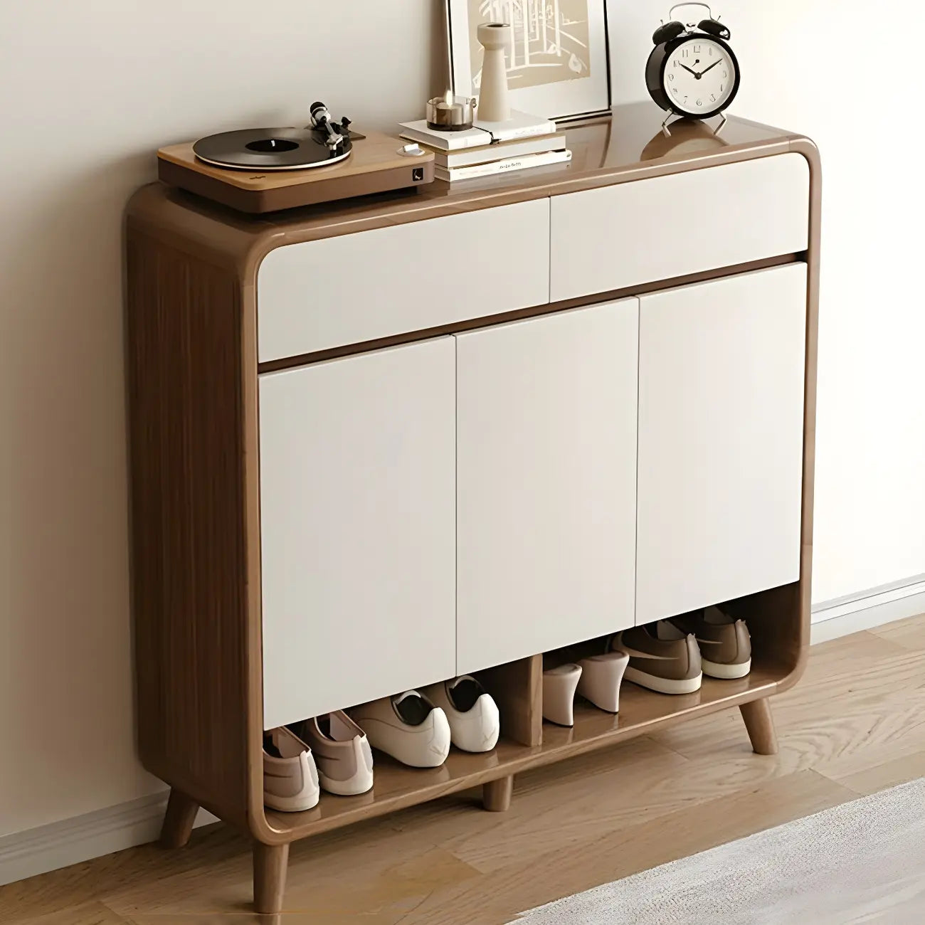 Meuble de rangement pour chaussures de couloir en bois moderne, taille moyenne
