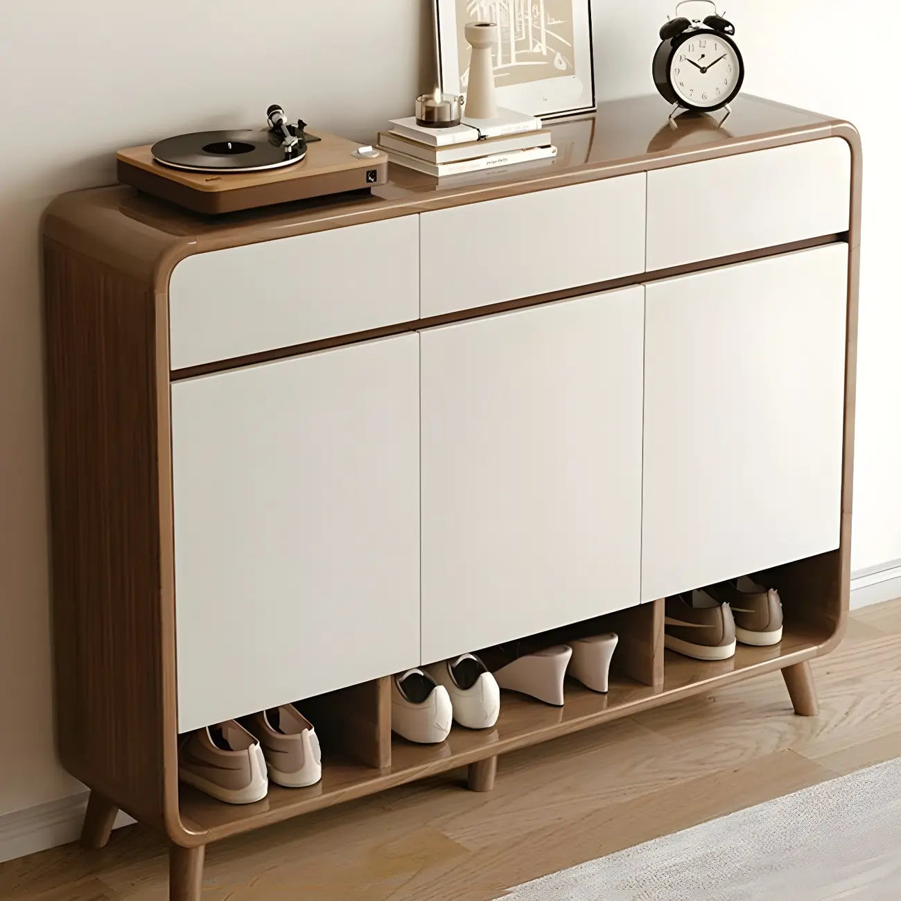 Meuble de rangement pour chaussures de couloir en bois moderne, taille moyenne