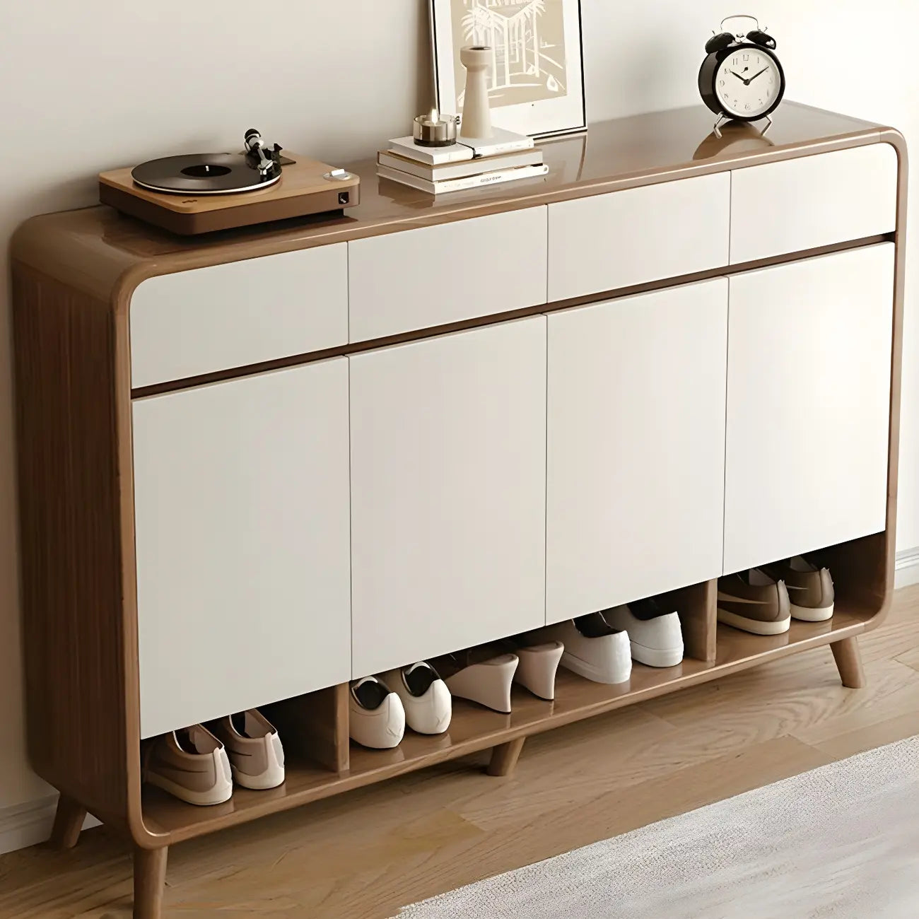 Meuble de rangement pour chaussures de couloir en bois moderne, taille moyenne