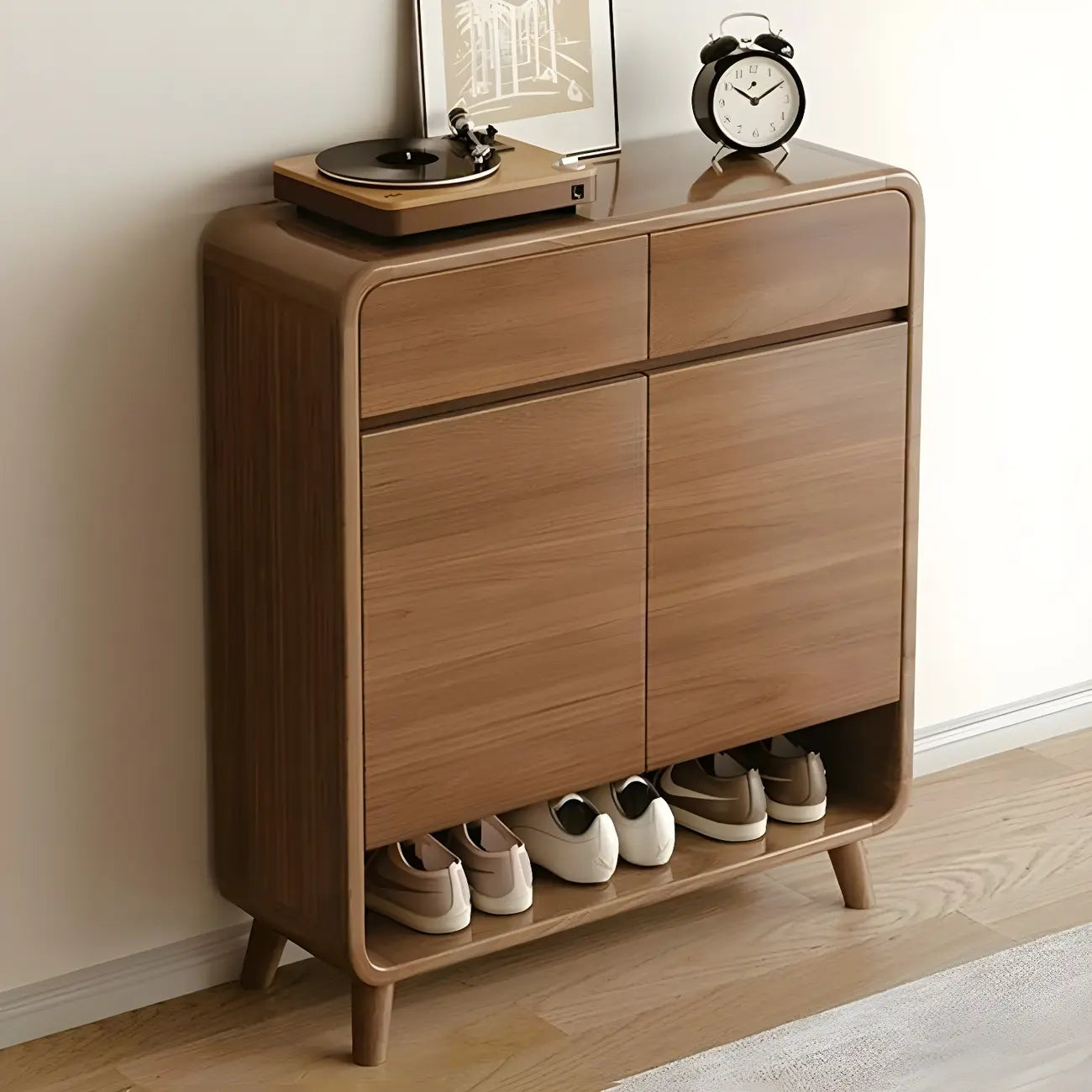 Meuble de rangement pour chaussures de couloir en bois moderne, taille moyenne