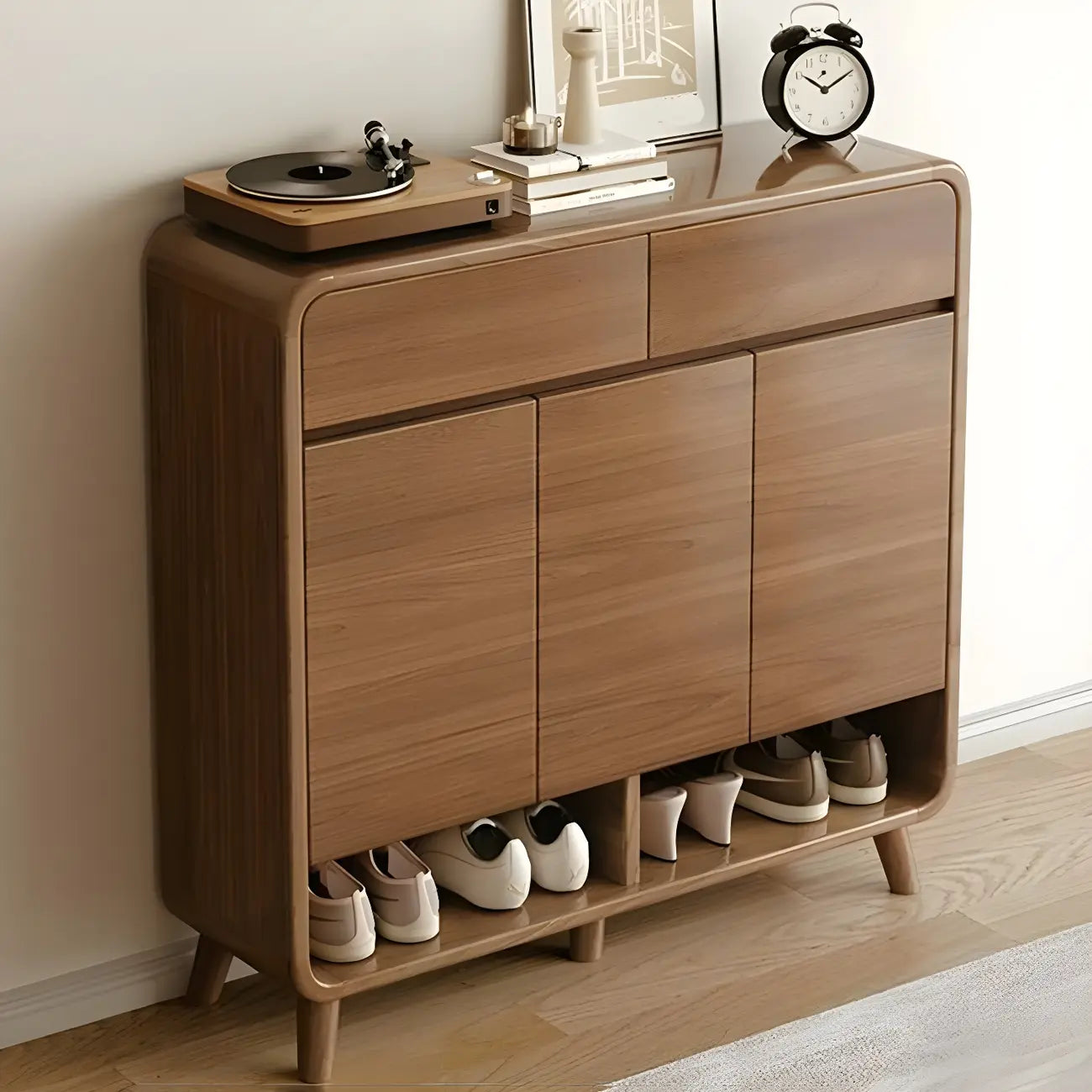 Meuble de rangement pour chaussures de couloir en bois moderne, taille moyenne