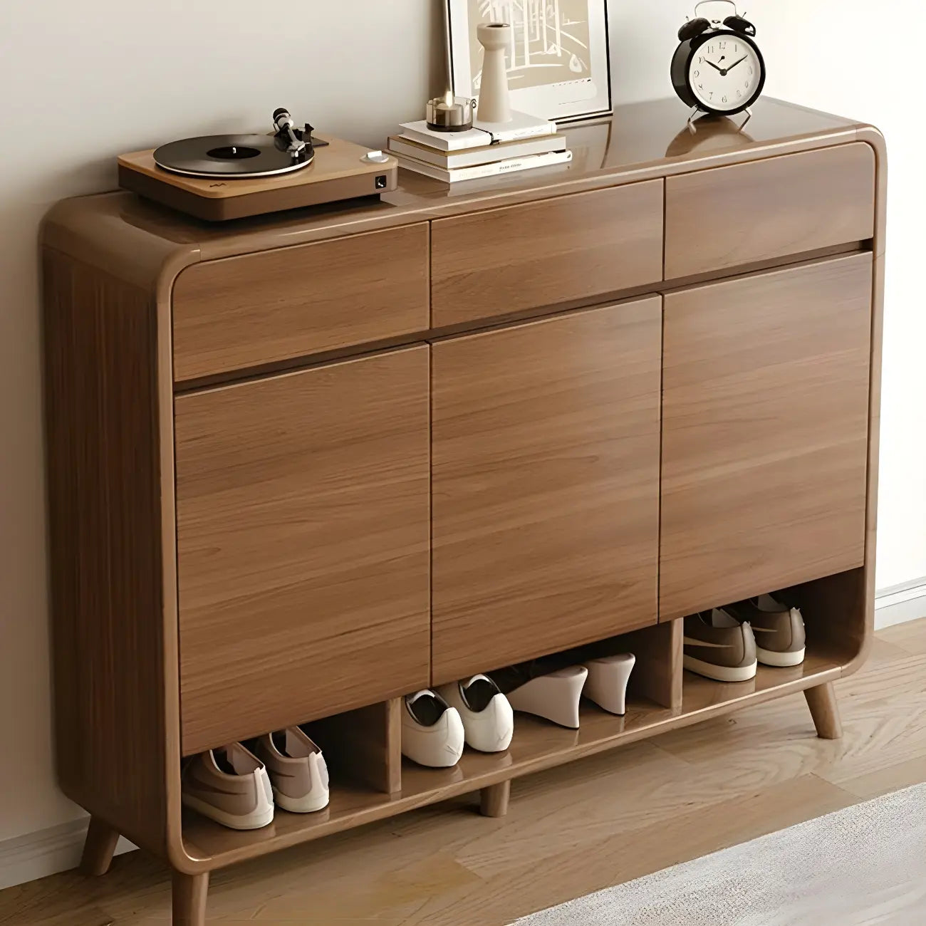 Meuble de rangement pour chaussures de couloir en bois moderne, taille moyenne