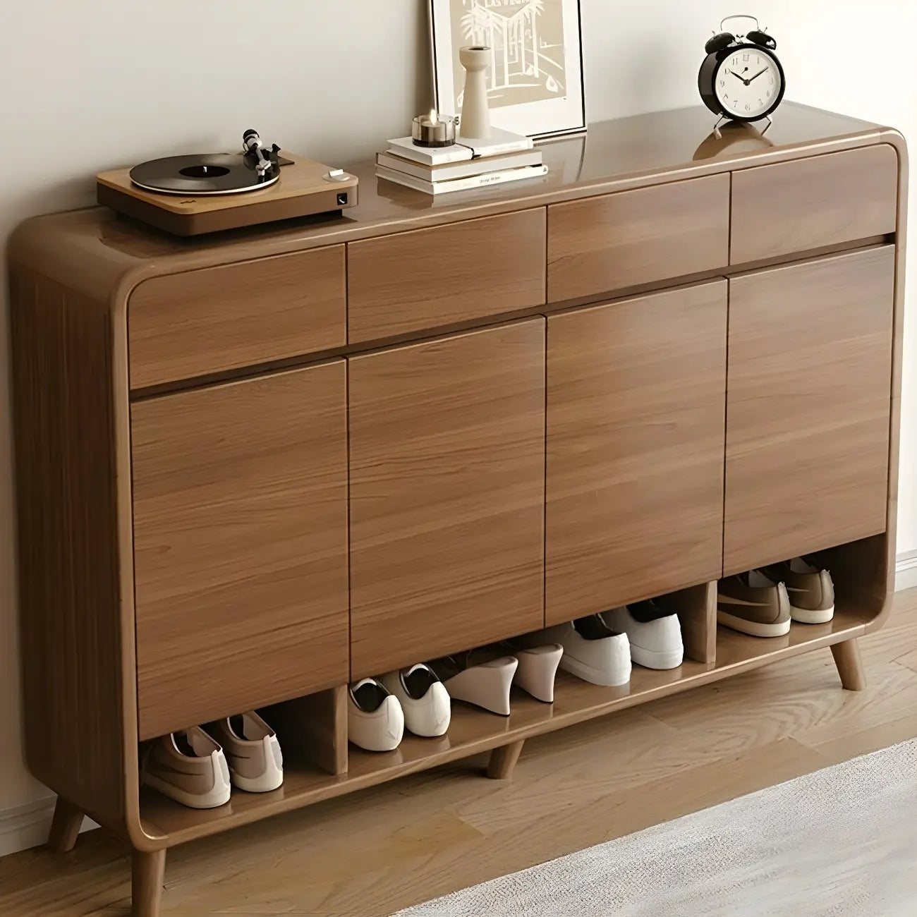 Meuble de rangement pour chaussures de couloir en bois moderne, taille moyenne