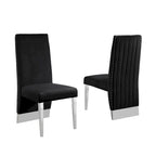 Chaise de salle à manger « Best Quality Furniture » avec dossier plissé, clous décoratifs et pieds chromés (lot de 2)