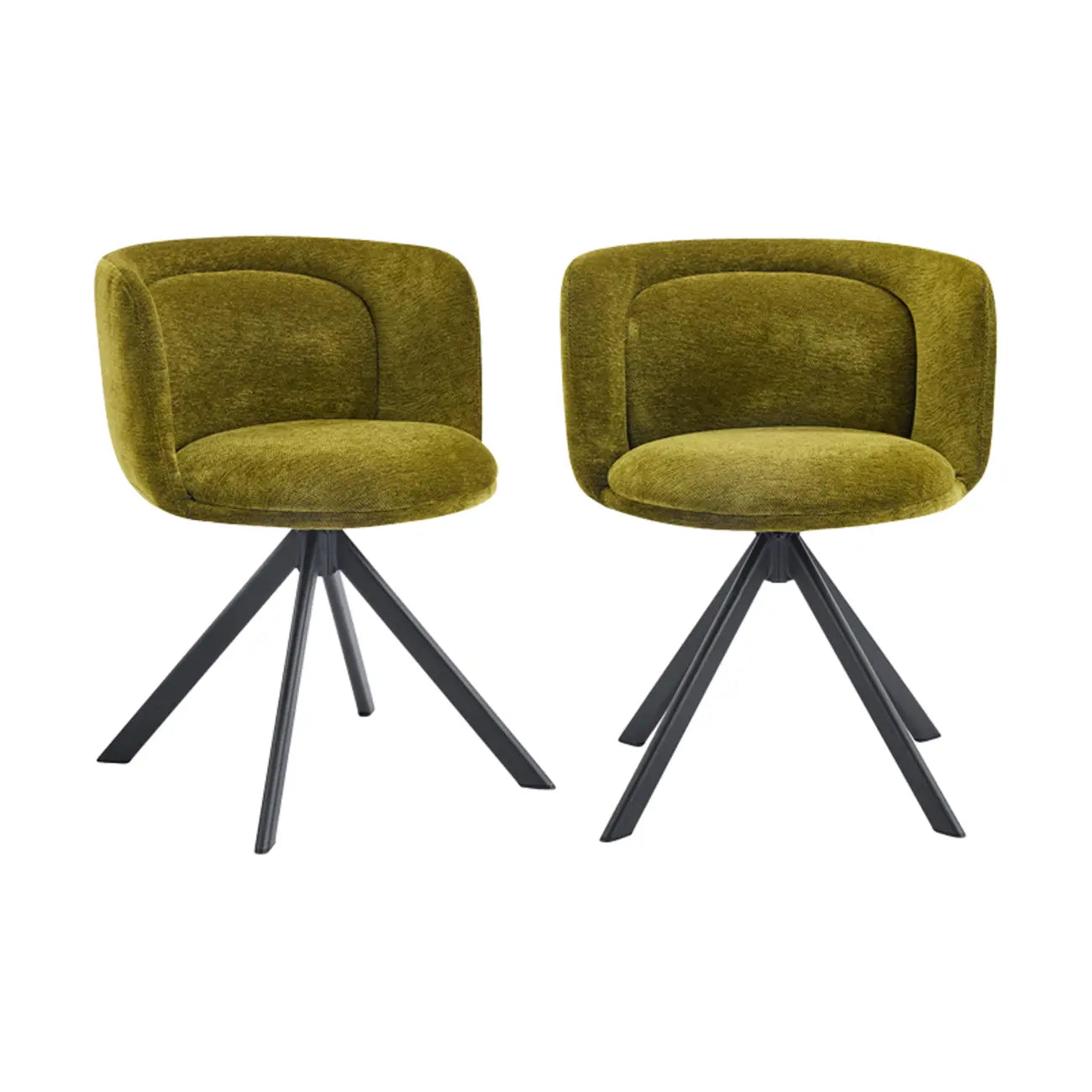 Lot de 2 chaises de salle à manger pivotantes modernes en tissu à dossier bas