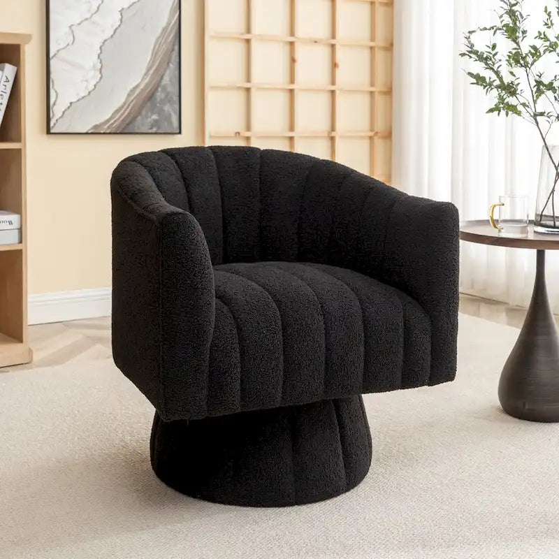 Fauteuil rond pivotant SEYNAR Modern Glam en velours