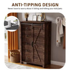 Commode haute moderne de style ferme à 5 tiroirs avec porte coulissante de style grange, organisateur de rangement pour chambre à coucher, salon et chambre d'enfant.