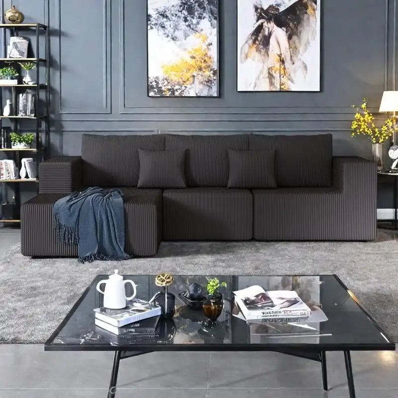 Canapé modulaire d'angle en velours côtelé 108.3 avec méridienne