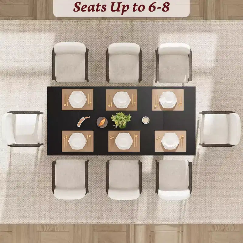 Grande table à manger rectangulaire de 180 cm pour 6 à 8 personnes, table de salle à manger rustique en bois massif avec pieds robustes et plateau solide pour salle à manger
