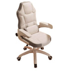 Fauteuil de bureau pivotant réglable en cuir gris et blanc moderne