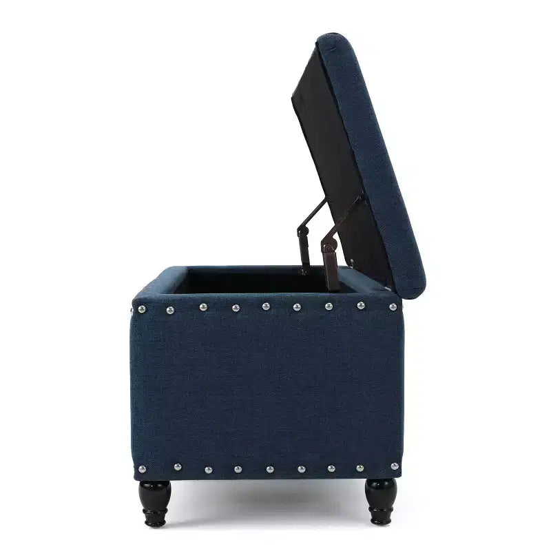TUYOHW Pouf de rangement moderne avec clous décoratifs, banc de rangement spacieux, repose-pieds ottoman pour chambre à coucher, salon