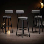 Tabouret de bar moderne en fer rond à dossier ouvert et rembourré