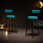 Tabouret de bar moderne en fer rond à dossier ouvert et rembourré