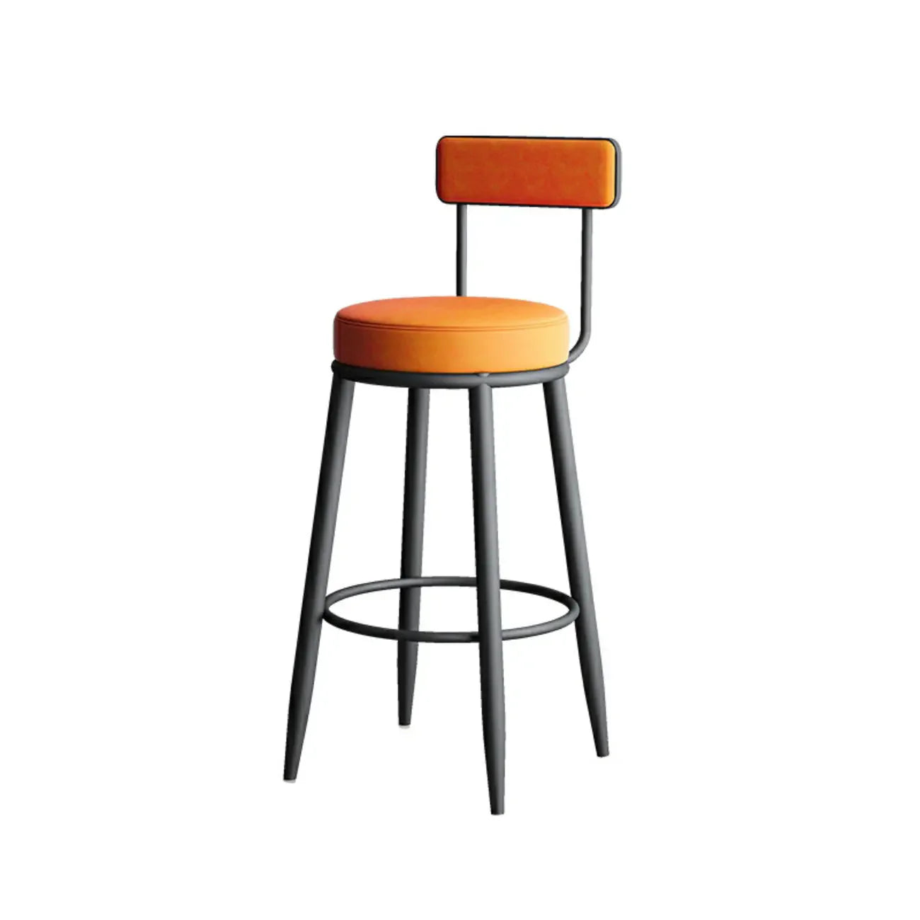 Tabouret de bar moderne en fer rond à dossier ouvert et rembourré