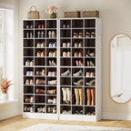 Meuble à chaussures haut 30 paires, étagère de rangement à chaussures en bois blanc 10 niveaux pour placard, entrée - 10 niveaux