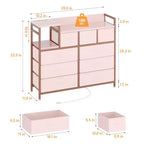 COZONY Commode de rangement à 9 tiroirs de 86,4 cm de haut et meuble TV, Tour de rangement en tissu, Rangement à cadre en acier robuste pour le salon, utilisation dans les petits espaces