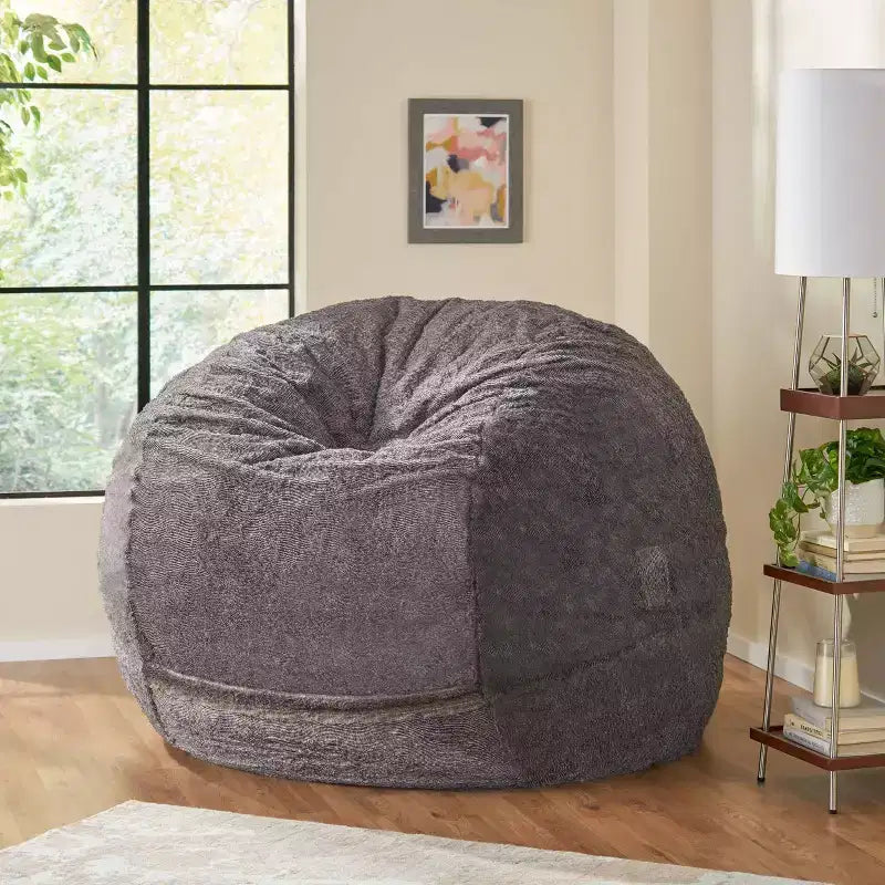 Pouf d'hiver en fausse fourrure Christopher Knight Home 60 Greyrock Modern Glam