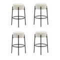 Nathan James Lot de 4 tabourets de bar sans dossier Isaac hauteur comptoir Boucle Blanc