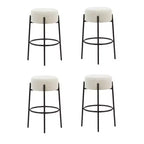 Nathan James Lot de 4 tabourets de bar sans dossier Isaac hauteur comptoir Boucle Blanc
