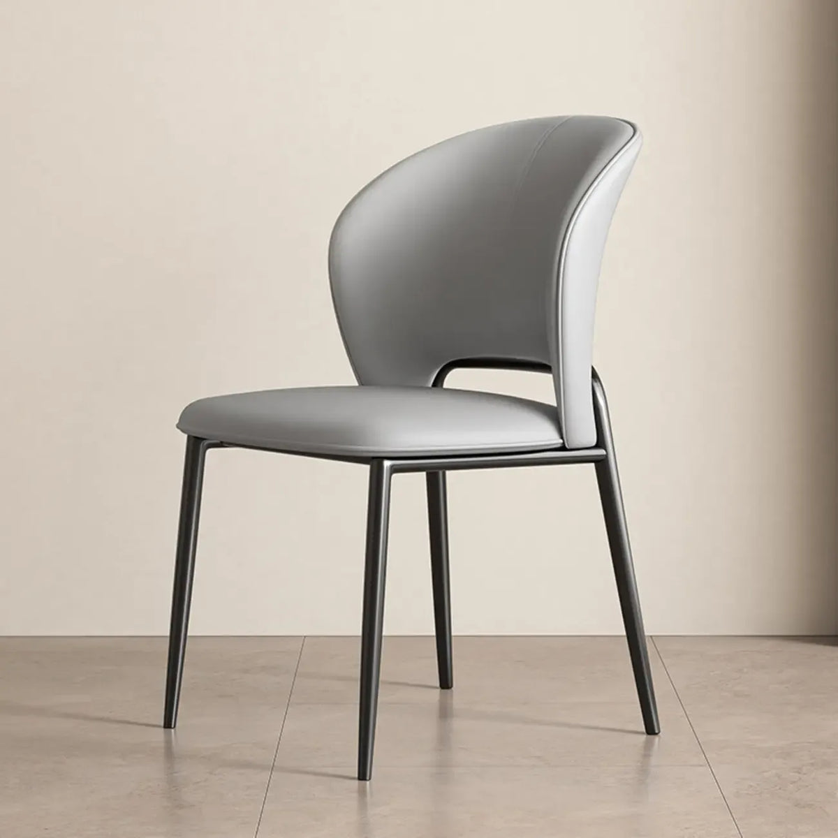 Chaise de salle à manger moderne en similicuir courbé à dossier bas