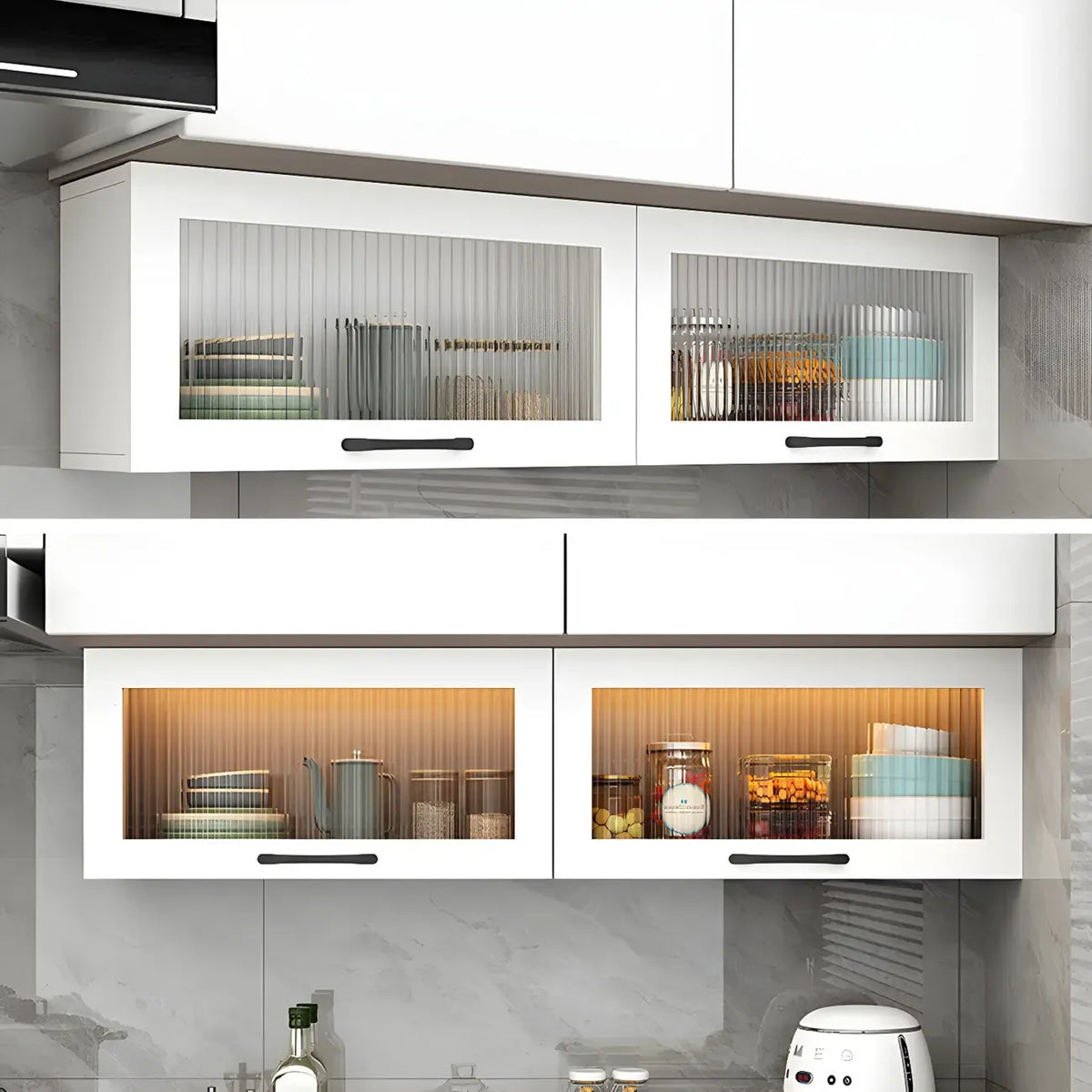 Vaisseliers muraux en bois blanc pour la cuisine