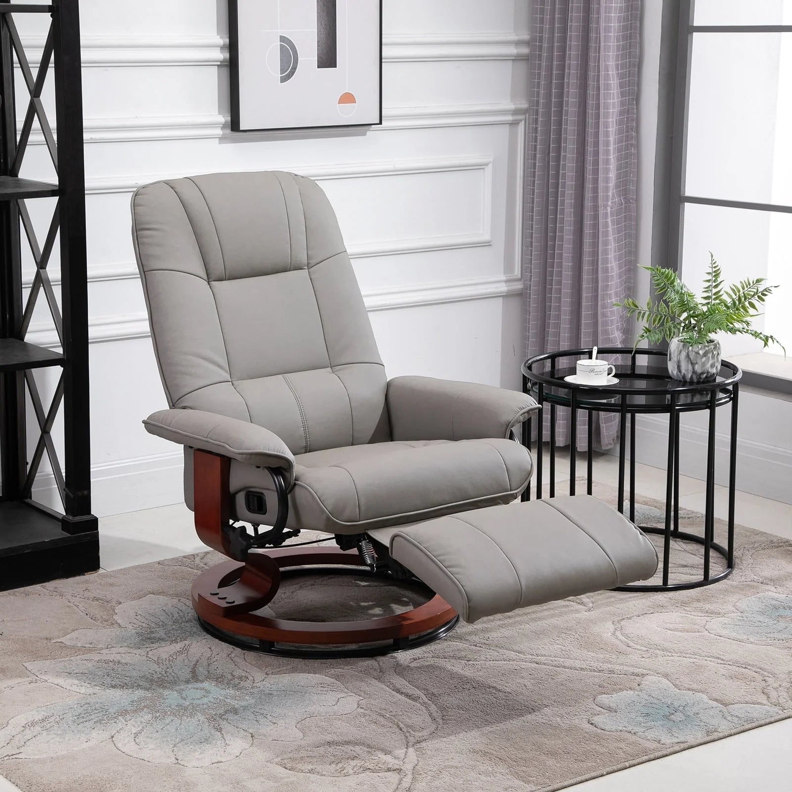 Fauteuil inclinable manuel pivotant en similicuir HomCom avec repose-pieds confortable et relaxant