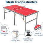 Table de ping-pong portable, 183x91 cm, professionnelle, pour intérieur/extérieur, avec filet, 2 raquettes et 3 balles, pour adultes/adolescents