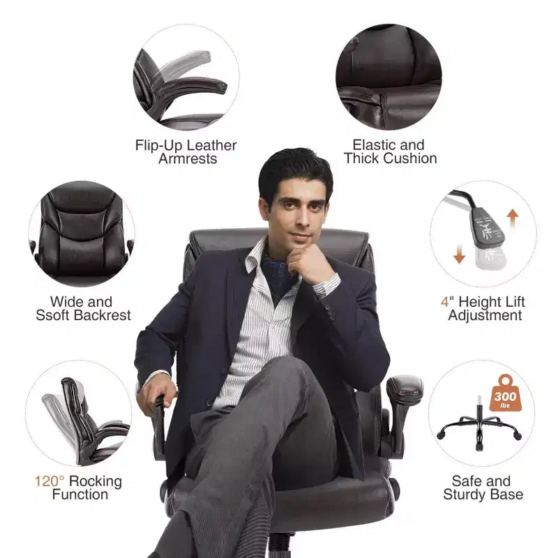 Chaise de bureau ergonomique TUYOHW avec accoudoirs relevables réglables, chaise d'ordinateur pivotante avec soutien lombaire et base en métal, chaise Criss Cross pour la maison