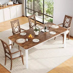 Grande table à manger industrielle de 198 cm pour 6 personnes avec pieds en métal robustes et coins chanfreinés pour salle à manger, cuisine et salon