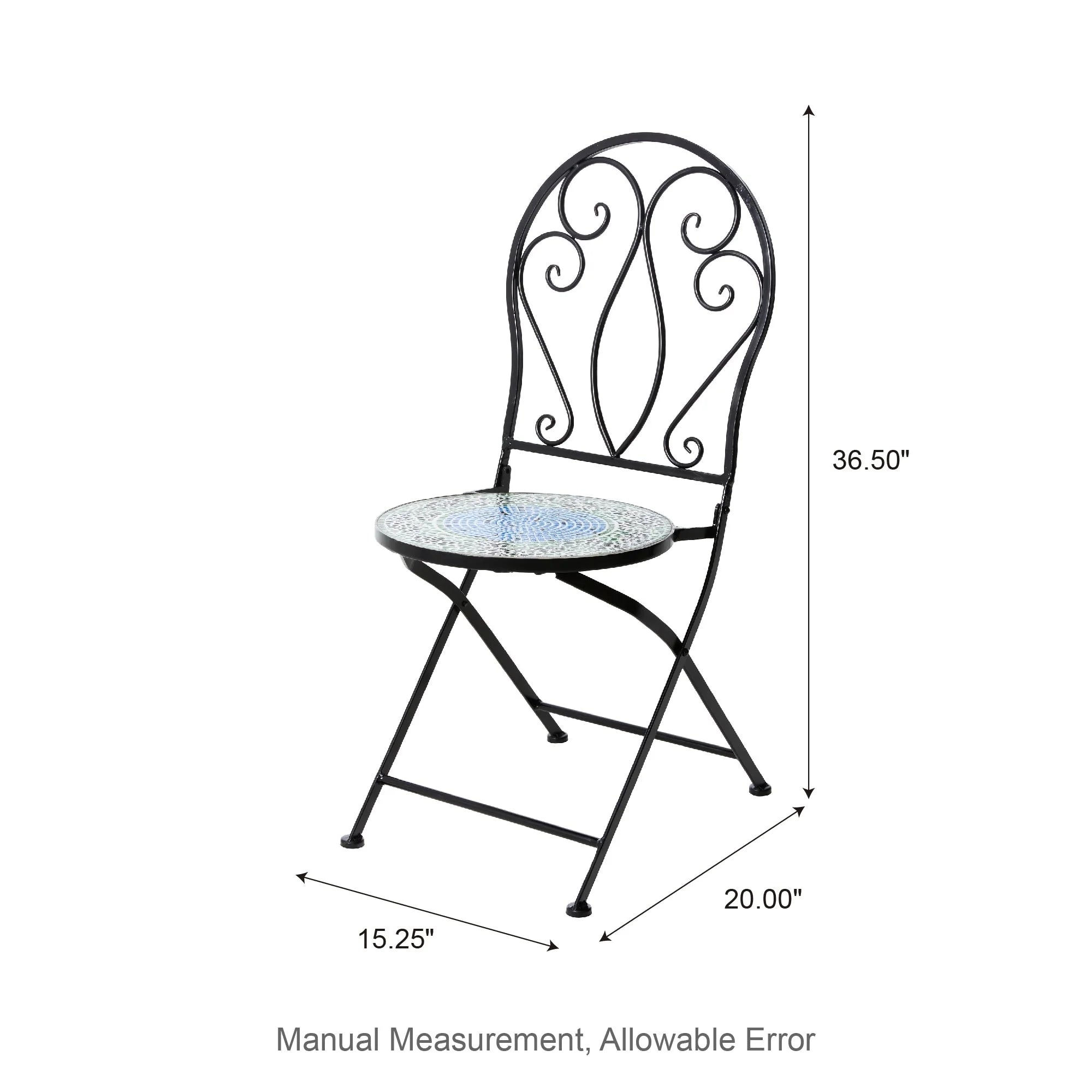Ensemble bistrot pliant en métal Glitzhome pour extérieur, 3 pièces, table et chaises de patio