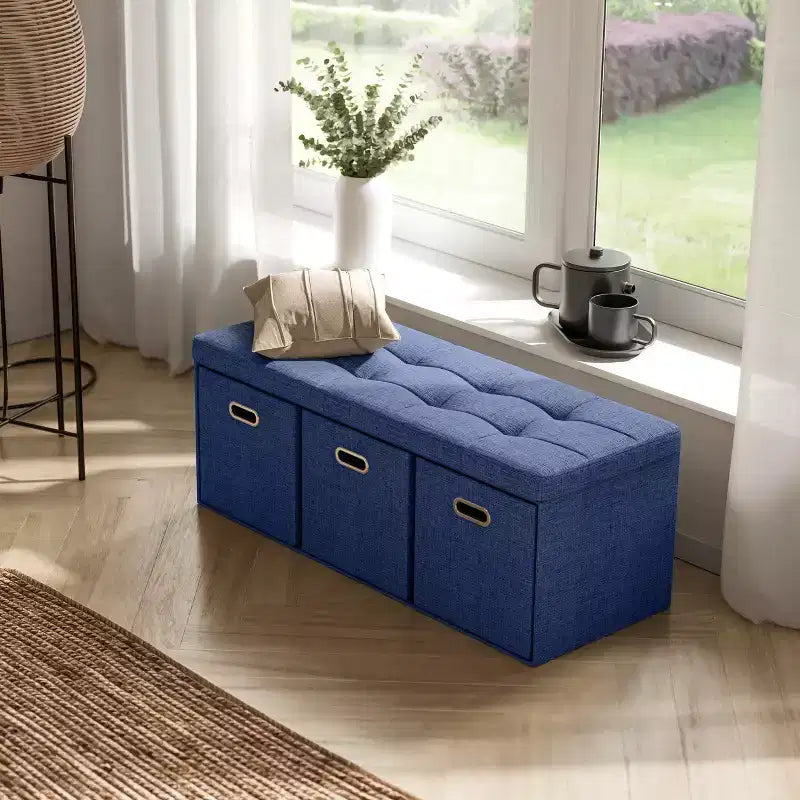 Banc de rangement pliant Ornavo Home de 101,6 cm avec tiroirs, parfait pour le salon, la chambre et l'entrée