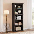 Bibliothèque à 5 niveaux Whizmax, étagère de style rustique avec rangements, étagères ouvertes pour bureau à domicile, salon, chambre à coucher