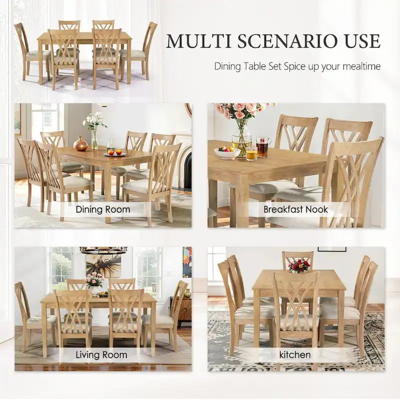 Ensemble table de salle à manger avec 6 chaises, ensemble table et chaises de salle à manger modernes, 1 table et 6 chaises, antidérapant, parfait pour 4 à 6 personnes