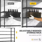 Étagère noire à 3 niveaux réglables en hauteur avec roulettes réglables